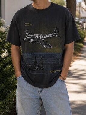 UFO Douglas DC-1 Aircraft T-Shirt Graphic Charcoal Grey Medium